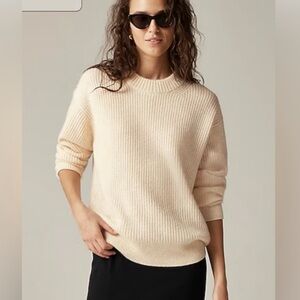 J. Crew Ribbed Cashmere Oversized Crew Sweater Cream Ivory Size XS